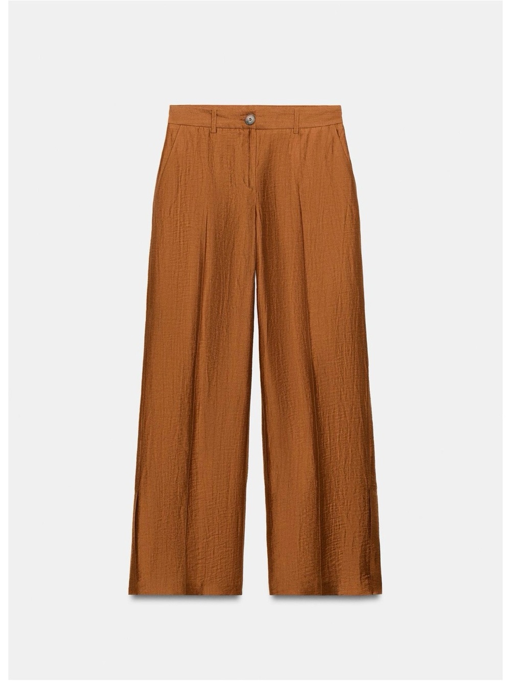 Zara Flowy Linen Blend Pants in Curry / Rust